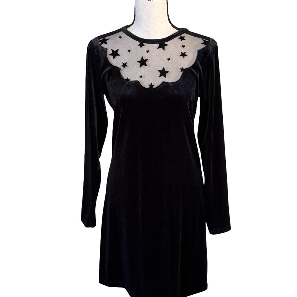 ModCloth Black Velvet Beyond the Shade of Night Dress Size Small - Picture 2 of 8